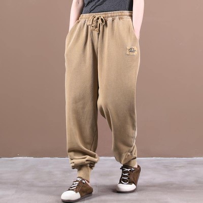 Autumn  Korean trousers with lace-up threaded mouth khaki ming casual pants