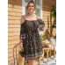 Ethnic Print Off Shoulder Knotted Plus Size Dress