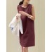 Solid Slit Hem Sleeveless Crew Neck Dress For Women