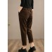 Chic Spring Women Trousers Vintage Chocolate Sewing Elastic Waist Patchwork Pant