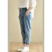 Classy Denim Blue Patchwor Cotton Pants