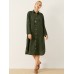 Solid Button Front Lapel Long Sleeve Shirt Dress