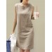 Solid Slit Hem Sleeveless Crew Neck Dress For Women