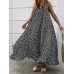 Ditsy Floral Print Adjustable Strap Loose Swing Maxi Dress