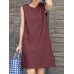 Solid Slit Hem Sleeveless Crew Neck Dress For Women