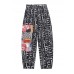 Plus Size Black Graphic High Waist Wide Leg Pants