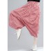 Casual Red Plaid Large Women's Elastic Waist Pants