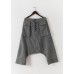 Plus Size Grey Asymmetrical Design Pockets Cotton Crop Pants