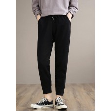 Organic Black Pants Plus Size Clothing Spring Elastic Waist Gifts Casual Pants