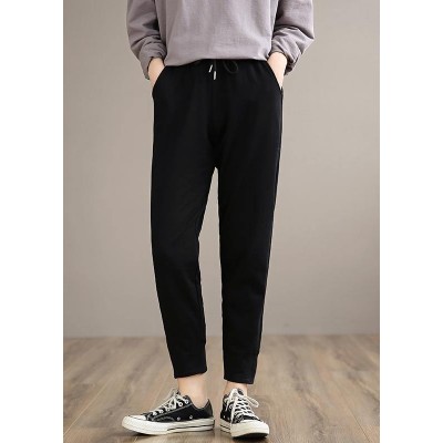 Organic Black Pants Plus Size Clothing Spring Elastic Waist Gifts Casual Pants