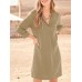 Solid Lapel 3 4 Sleeve Dress For Women