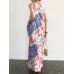 Floral Print Pocket Sleeveless Round Neck Maxi Dress