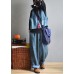 Casual Blue Wide Leg Pants Linen