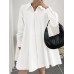 Solid Long Sleeve Lapel Button Front Casual Shirt Dress