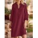 Lace Stitch 3 4 Sleeve Stand Collar Casual Dress