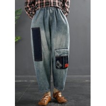 Retro Patch Embroidered Jeans Women's Spring Loose Harem Pants