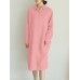 Solid Pocket Lapel Long Sleeve Casual Shirt Dress