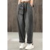 Washed denim black autumn casual trousers loose harem pants