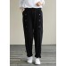 Vivid Black Jeans Trendy Plus Size Spring Elastic Waist Patchwork Work Pant