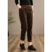 Chic Spring Women Trousers Vintage Chocolate Sewing Elastic Waist Patchwork Pant