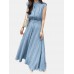 Textured Stand Collar Sleeveless Maxi Dress With Belt