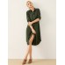 Solid Button Front Lapel Long Sleeve Shirt Dress