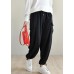 Plus Size Black Pockets Chiffon Pants