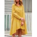 Casual Solid Color A  Line Pockets Loose Pleated Dress