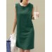 Solid Slit Hem Sleeveless Crew Neck Dress For Women