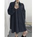 Solid Long Sleeve Lapel Button Front Casual Shirt Dress