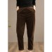 Chic Spring Women Trousers Vintage Chocolate Sewing Elastic Waist Patchwork Pant