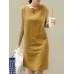 Solid Slit Hem Sleeveless Crew Neck Dress For Women