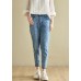 Classy Denim Blue Patchwor Cotton Pants