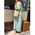 Solid Slit Half Sleeve Belt Lapel Button Down Shirt Dress