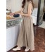 Textured Stand Collar Sleeveless Maxi Dress With Belt