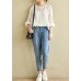 Classy Denim Blue Patchwor Cotton Pants